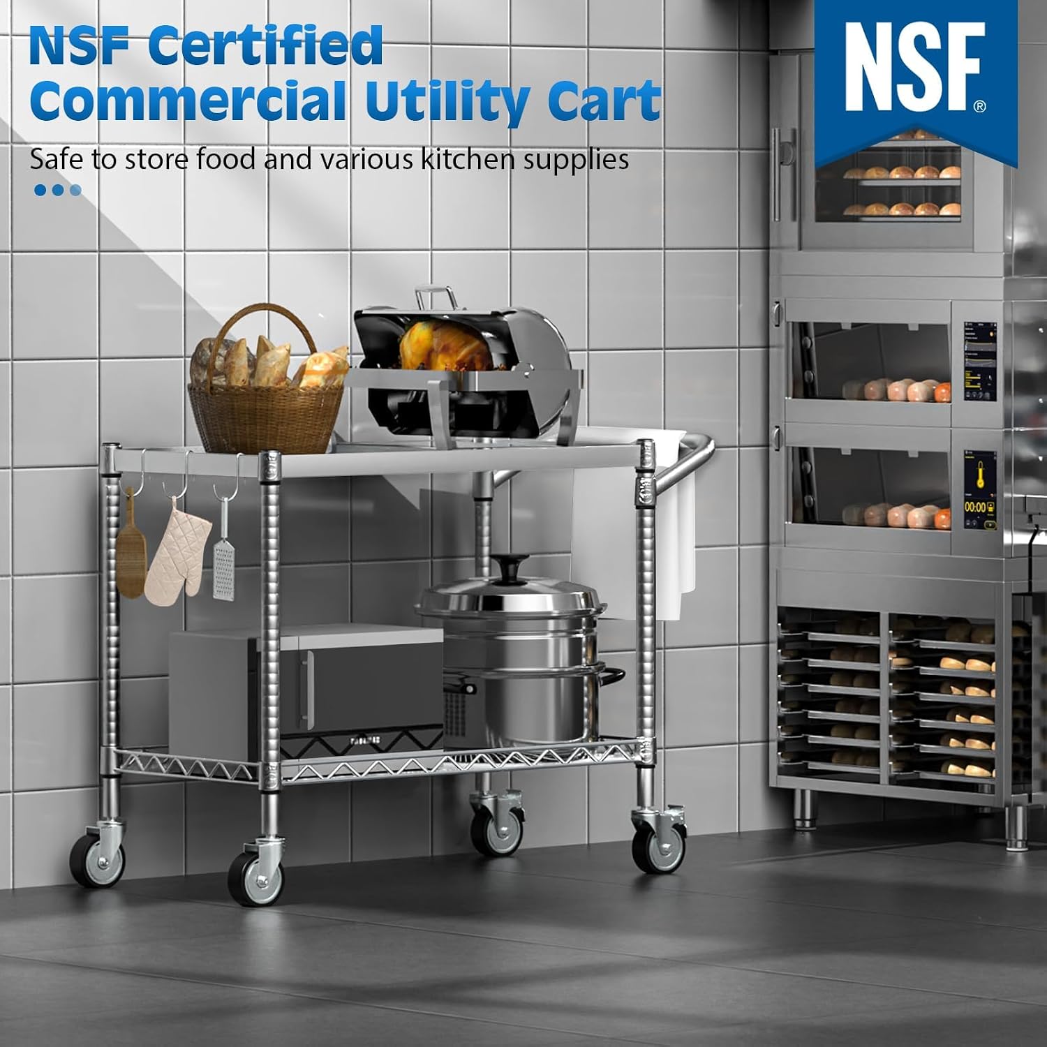 2-Tier Silver Metal Rolling Ut - đánh giá và giá Commercial Kitchen Warehouse