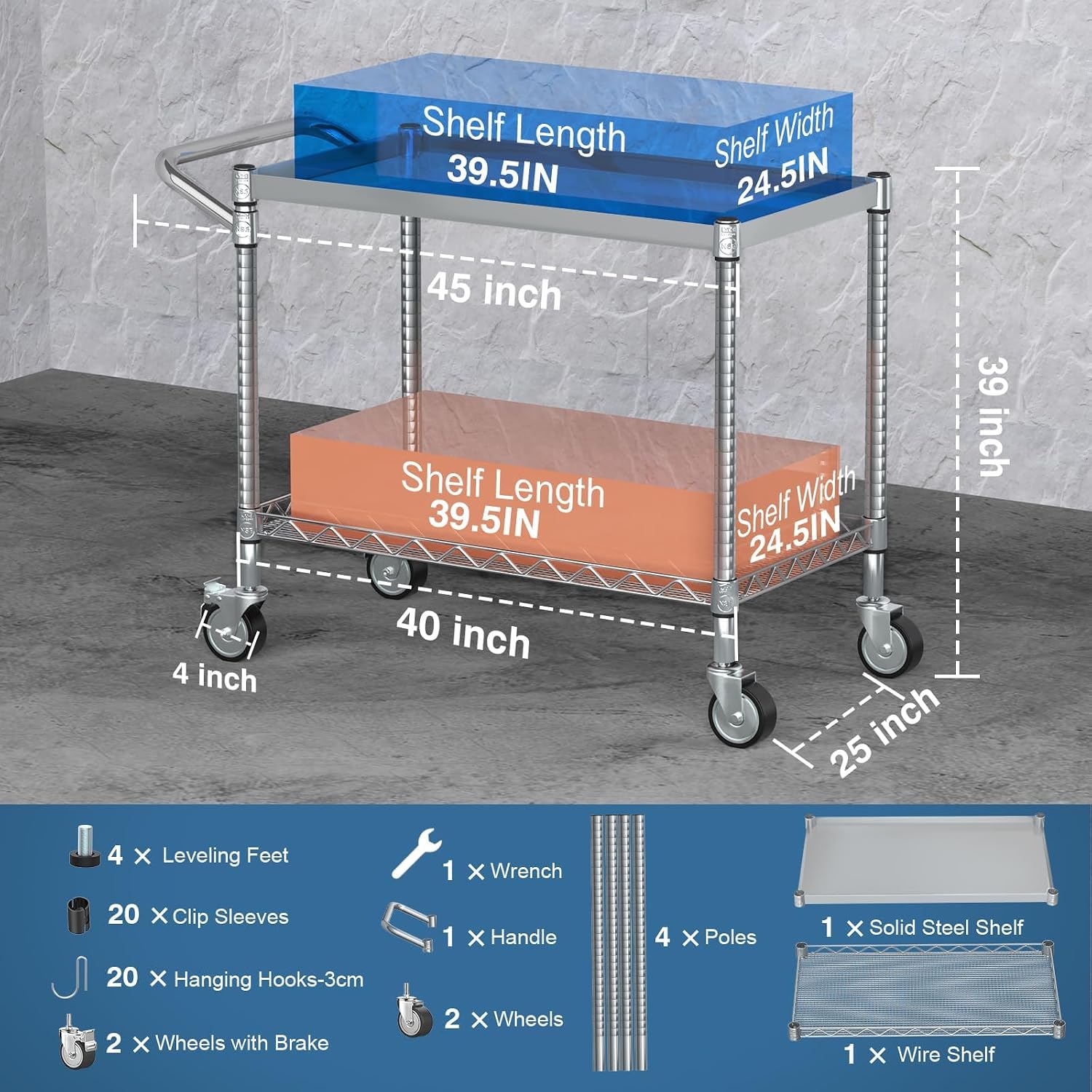 2-Tier Silver Metal Rolling Ut - đánh giá và giá Commercial Kitchen Warehouse