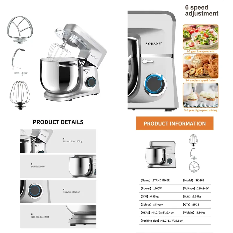 Sokany 269 High Quality Dough  - đánh giá và giá Dough Mixer Machine