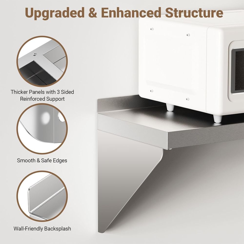 Stainless Steel Wall Shel 12 x - đánh giá và giá Wall Shelf Commercial Kitchen